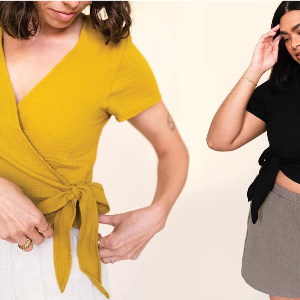Nettle’s Tale Louisa Wrap Top in Chartreuse